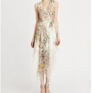NWT Haute Hippie Silk Floral Midi Wrap Dress